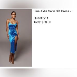 Jluxlabel satin blue dress with high slit